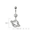 316L SURGICAL STEEL MULTI CZ PLANET STAR DANGLE BELLY BUTTON NAVEL RING 